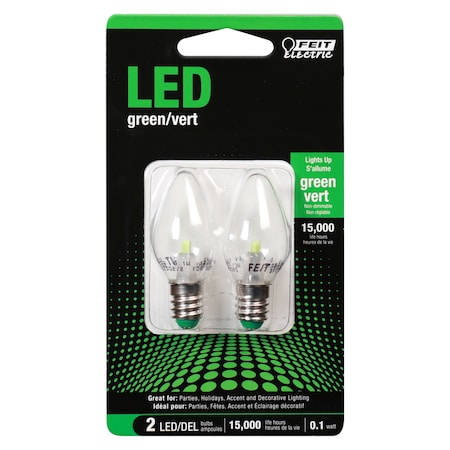 Feit Electric Feit C7 E12 (Candelabra) LED Bulb Green 0.1 Watt Equivalence 2 pk BPC7/G/LEDG2/2